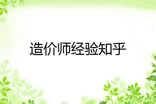 造价师经验知乎
