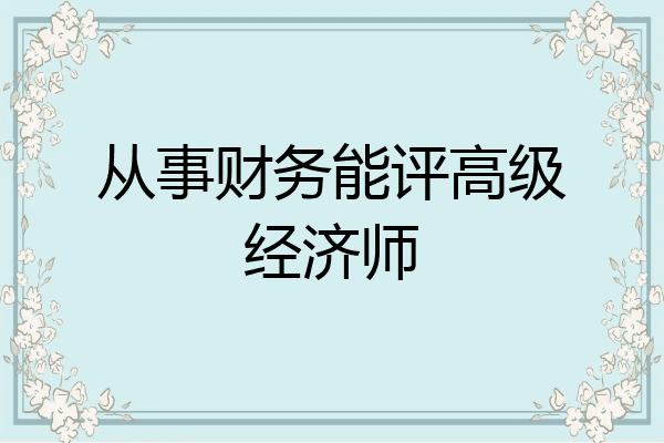 从事财务能评高级经济师