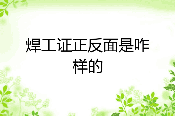 焊工证正反面是咋样的