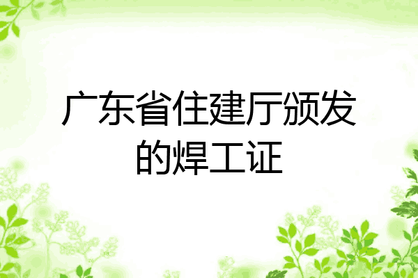 广东省住建厅颁发的焊工证