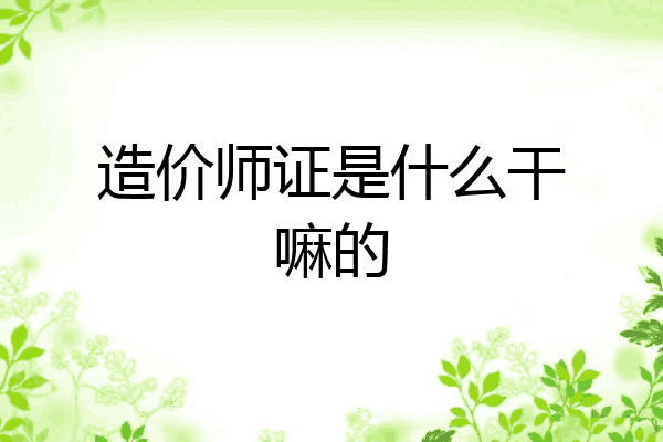 造价师证是什么干嘛的