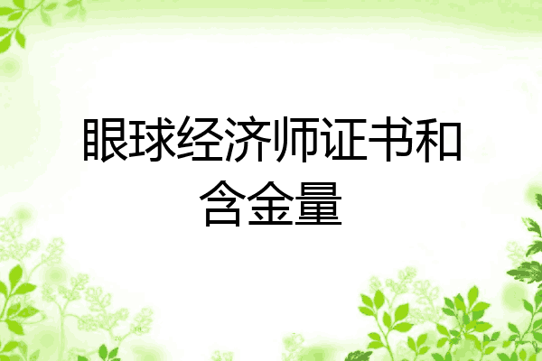 眼球经济师证书和含金量