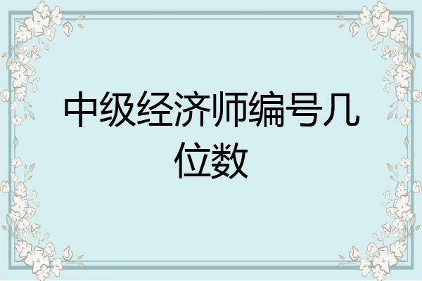 中级经济师编号几位数