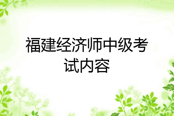 福建经济师中级考试内容