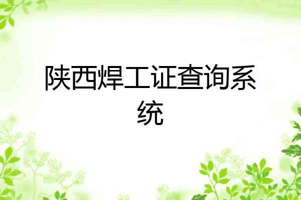 陕西焊工证查询系统