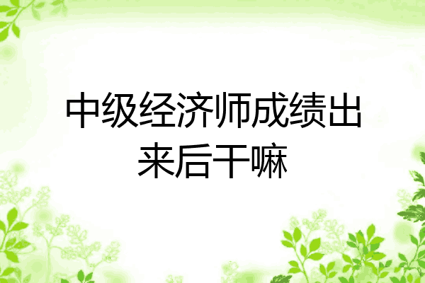 中级经济师成绩出来后干嘛