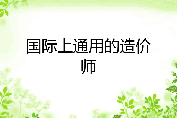 国际上通用的造价师