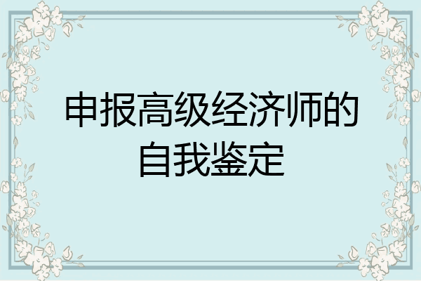 申报高级经济师的自我鉴定