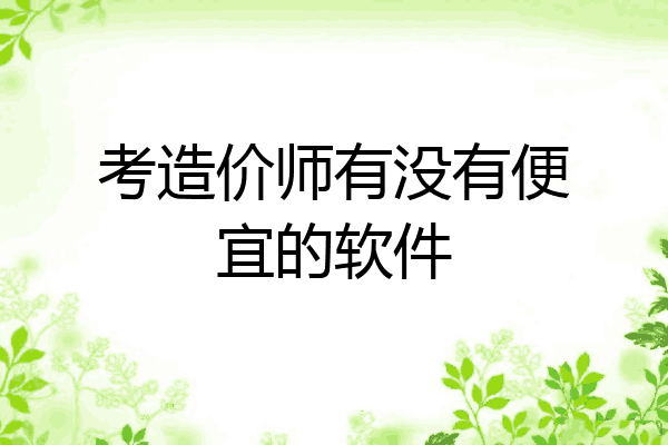 考造价师有没有便宜的软件