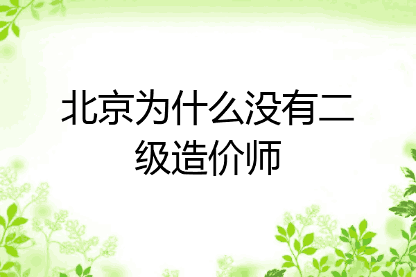 北京为什么没有二级造价师