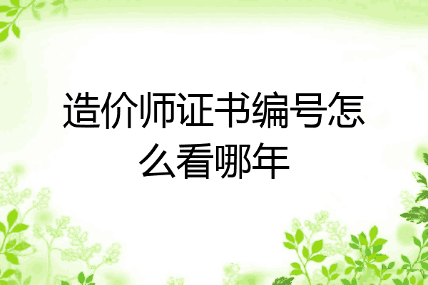 造价师证书编号怎么看哪年