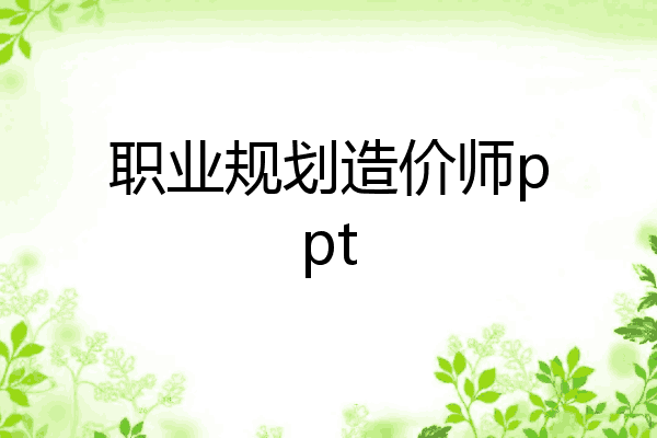职业规划造价师ppt