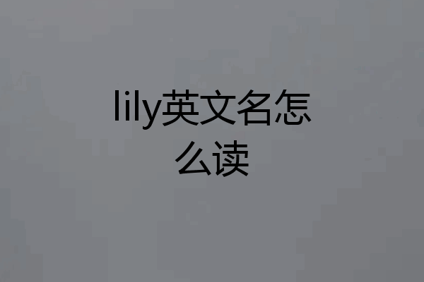 lily英文名怎么读