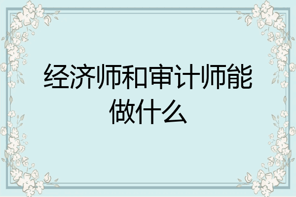 经济师和审计师能做什么