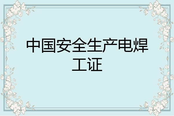 中国安全生产电焊工证
