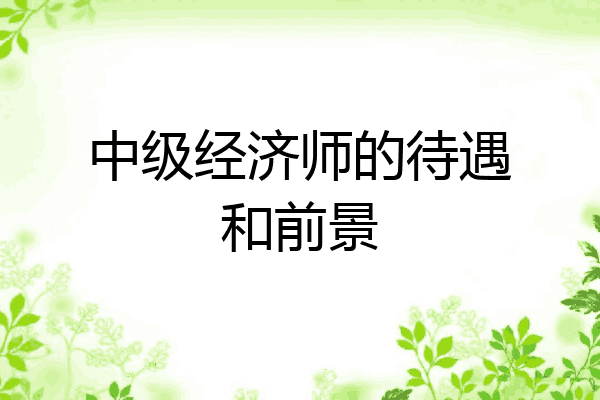 中级经济师的待遇和前景
