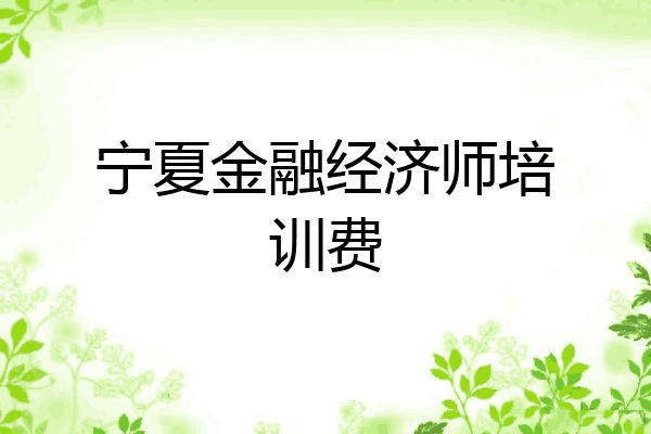 宁夏金融经济师培训费