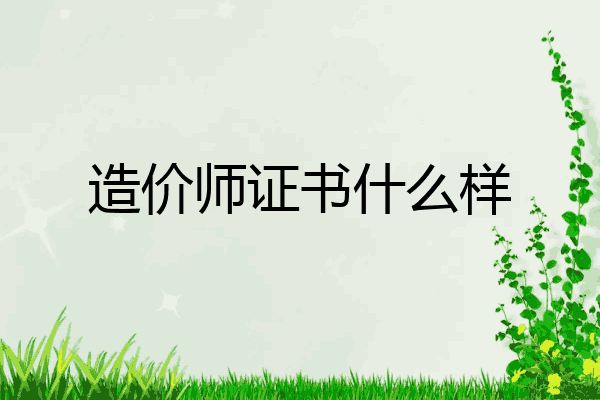 造价师证书什么样