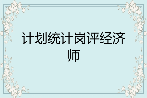 计划统计岗评经济师