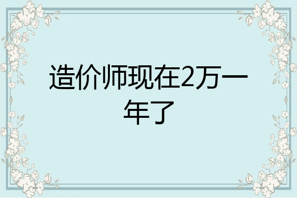 造价师现在2万一年了