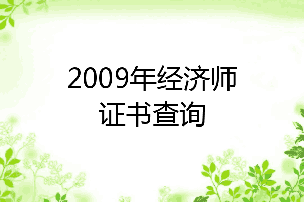 2009年经济师证书查询