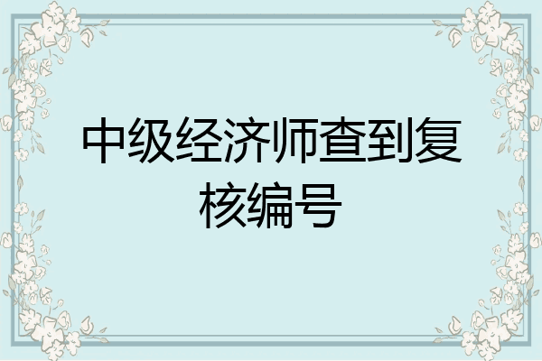 中级经济师查到复核编号