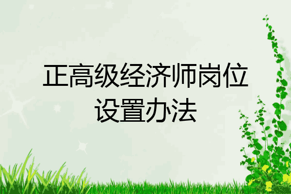 正高级经济师岗位设置办法