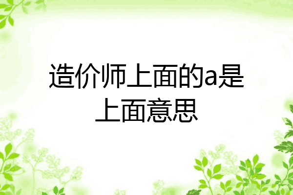 造价师上面的a是上面意思