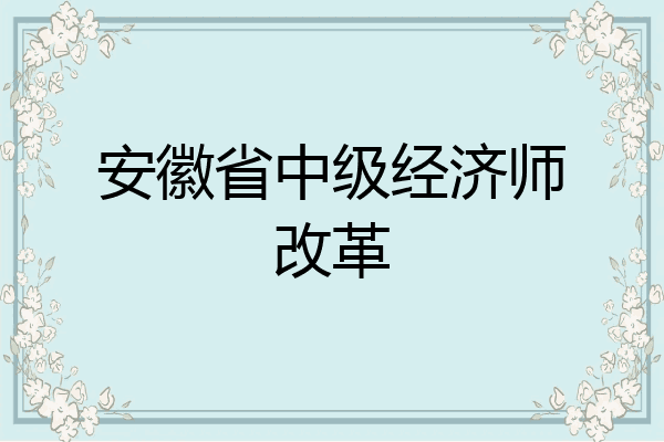 安徽省中级经济师改革