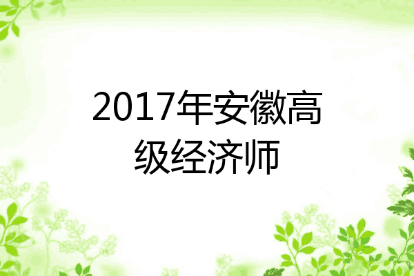 2017年安徽高级经济师