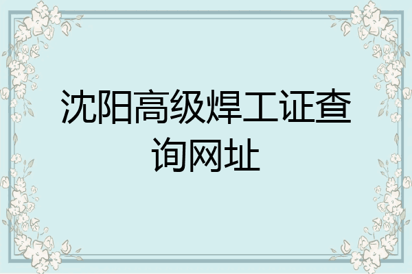 沈阳高级焊工证查询网址