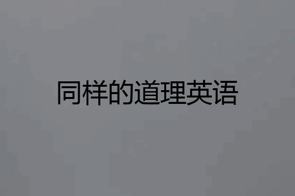 同样的道理英语