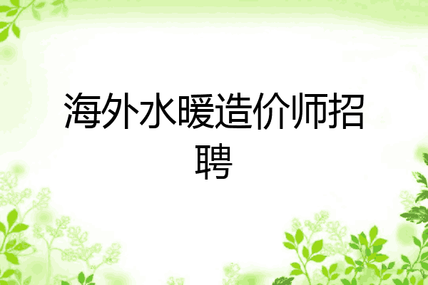 海外水暖造价师招聘