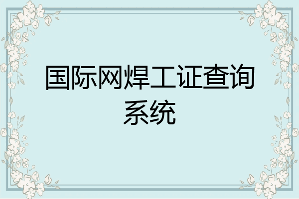 国际网焊工证查询系统