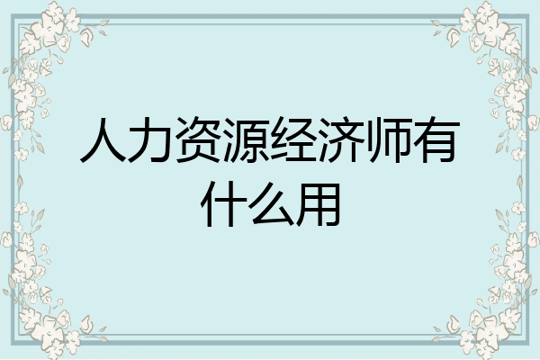 人力资源经济师有什么用