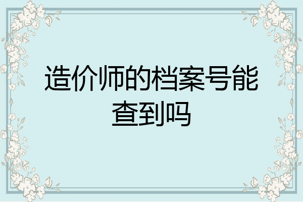 造价师的档案号能查到吗