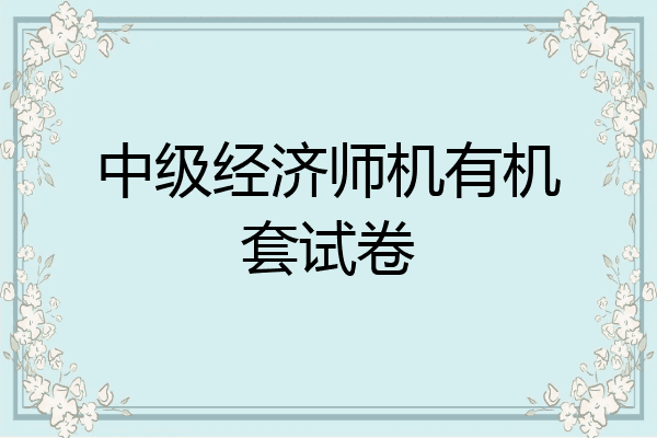 中级经济师机有机套试卷