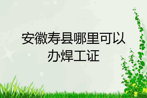 安徽寿县哪里可以办焊工证
