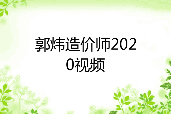 郭炜造价师2020视频