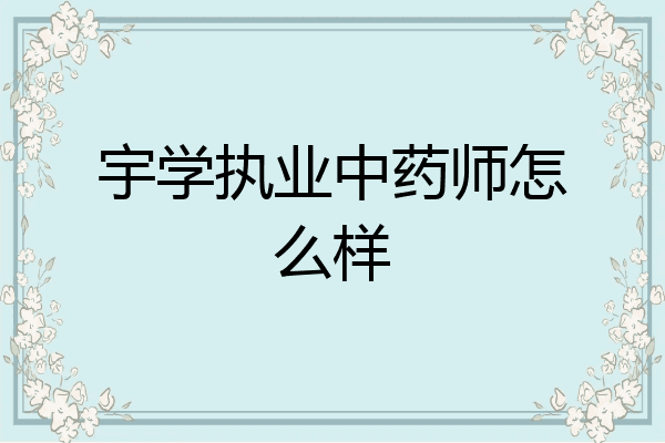 宇学执业中药师怎么样