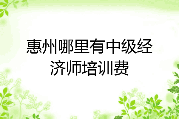 惠州哪里有中级经济师培训费