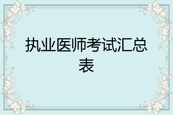 执业医师考试汇总表