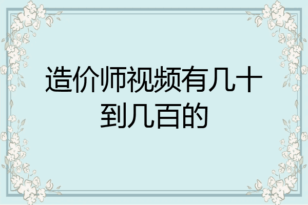 造价师视频有几十到几百的