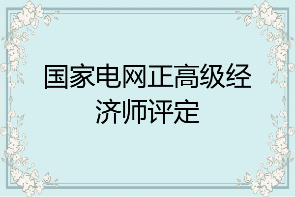 国家电网正高级经济师评定