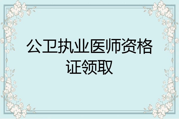 公卫执业医师资格证领取