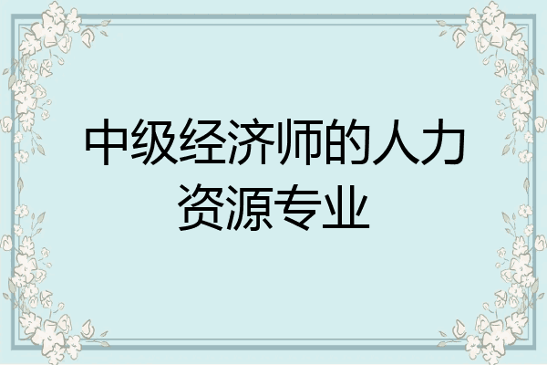 中级经济师的人力资源专业