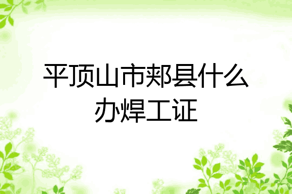 平顶山市郏县什么办焊工证