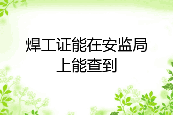 焊工证能在安监局上能查到