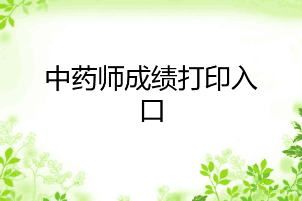 中药师成绩打印入口