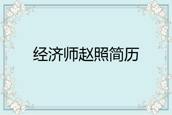 经济师赵照简历